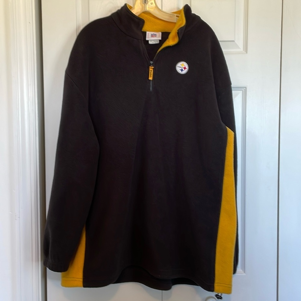 Men’s 2XL Steelers Quarter zip fleece NFL drawstring at waistband elastic cuffs